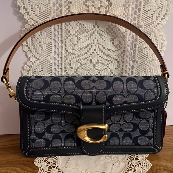 Coach Bags Coach Handbag Navy Leather Denim Signature Fabric Poshmark
